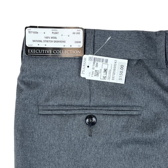 Jos A Bank Men"s Grey Straight Pants Sz 40 Long - NWT - Picture 12 of 13